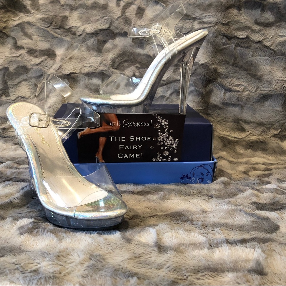Shoe Fairy clear competition heels, size 6